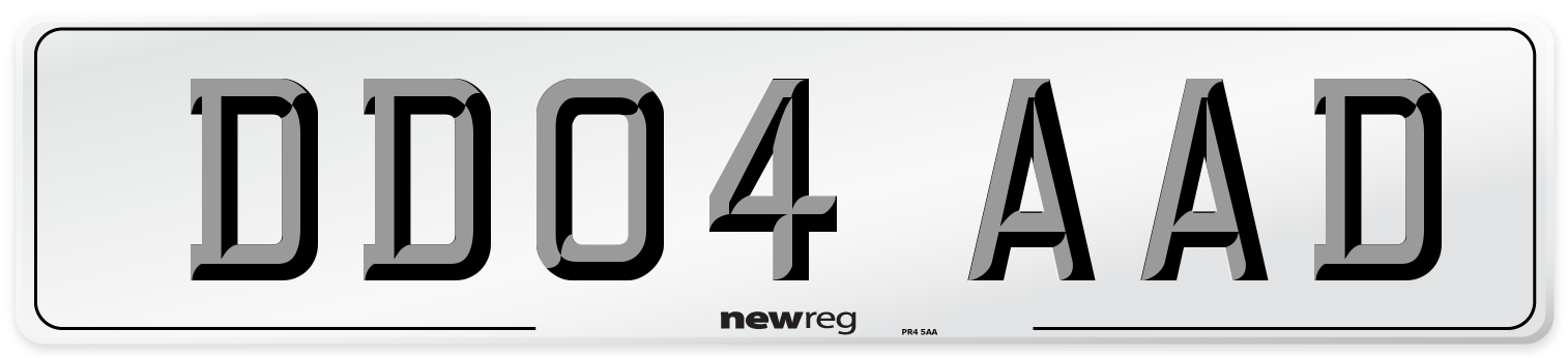DD04 AAD Number Plate from New Reg